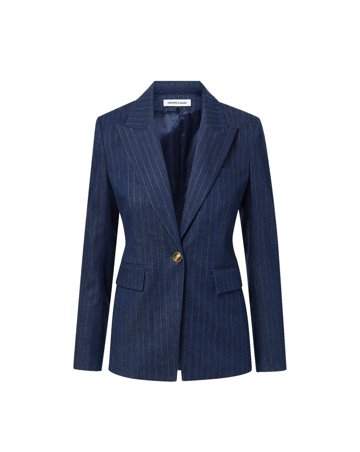 Naira Denim Dickey Jacket in Medium Indigo/Copper Pinstripe - Veronica Beard Hot Sale
