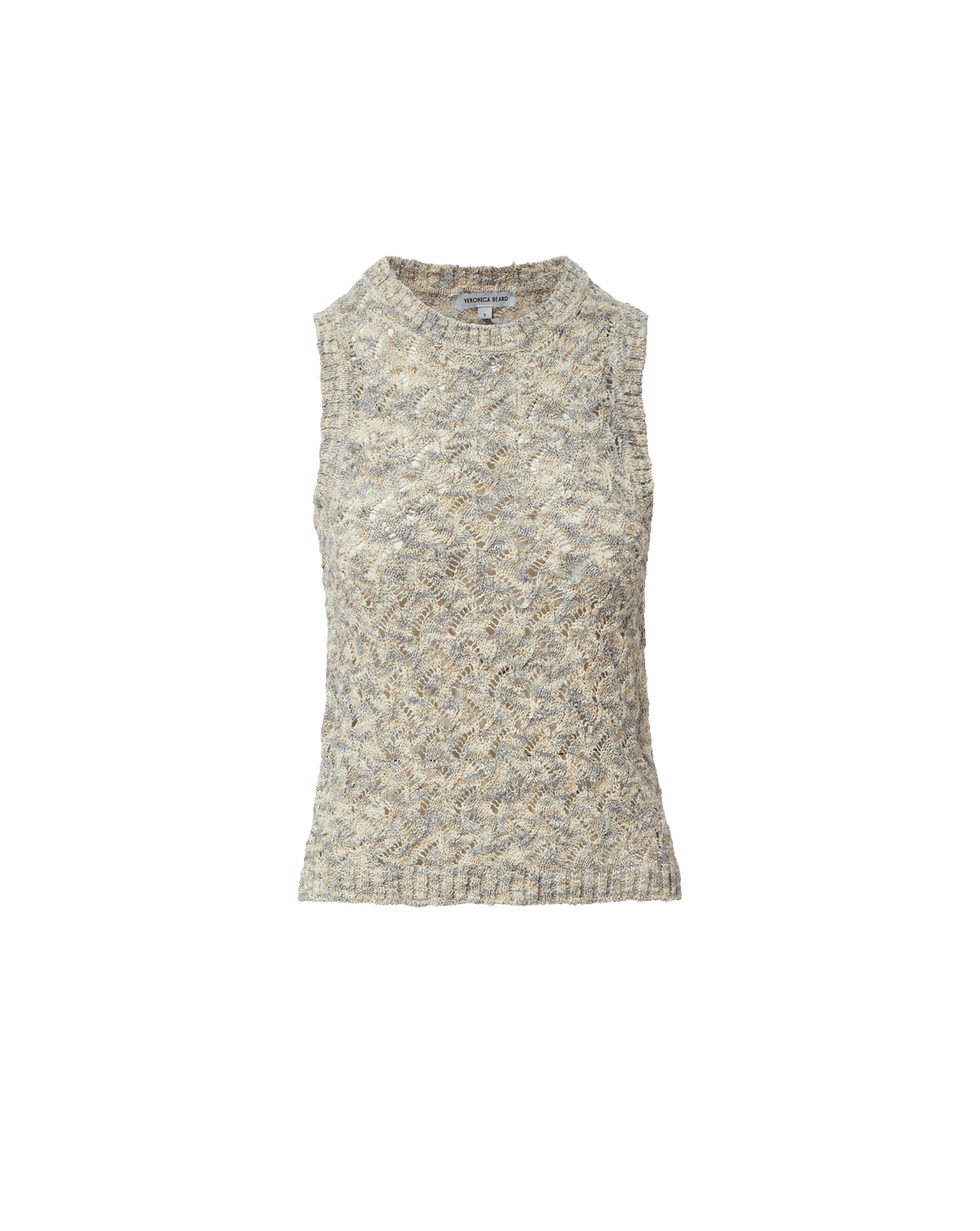 Jerrel Cropped Knit Tank Top in Off-White Dove Multi - Veronica Beard Exclusive