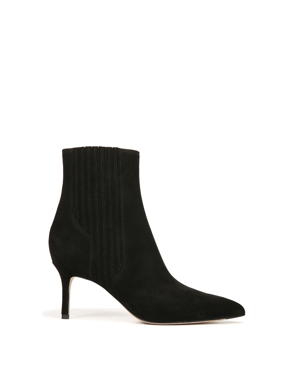 Lisa Mid-Heel Ankle Boot in Black Suede - Veronica Beard Signature