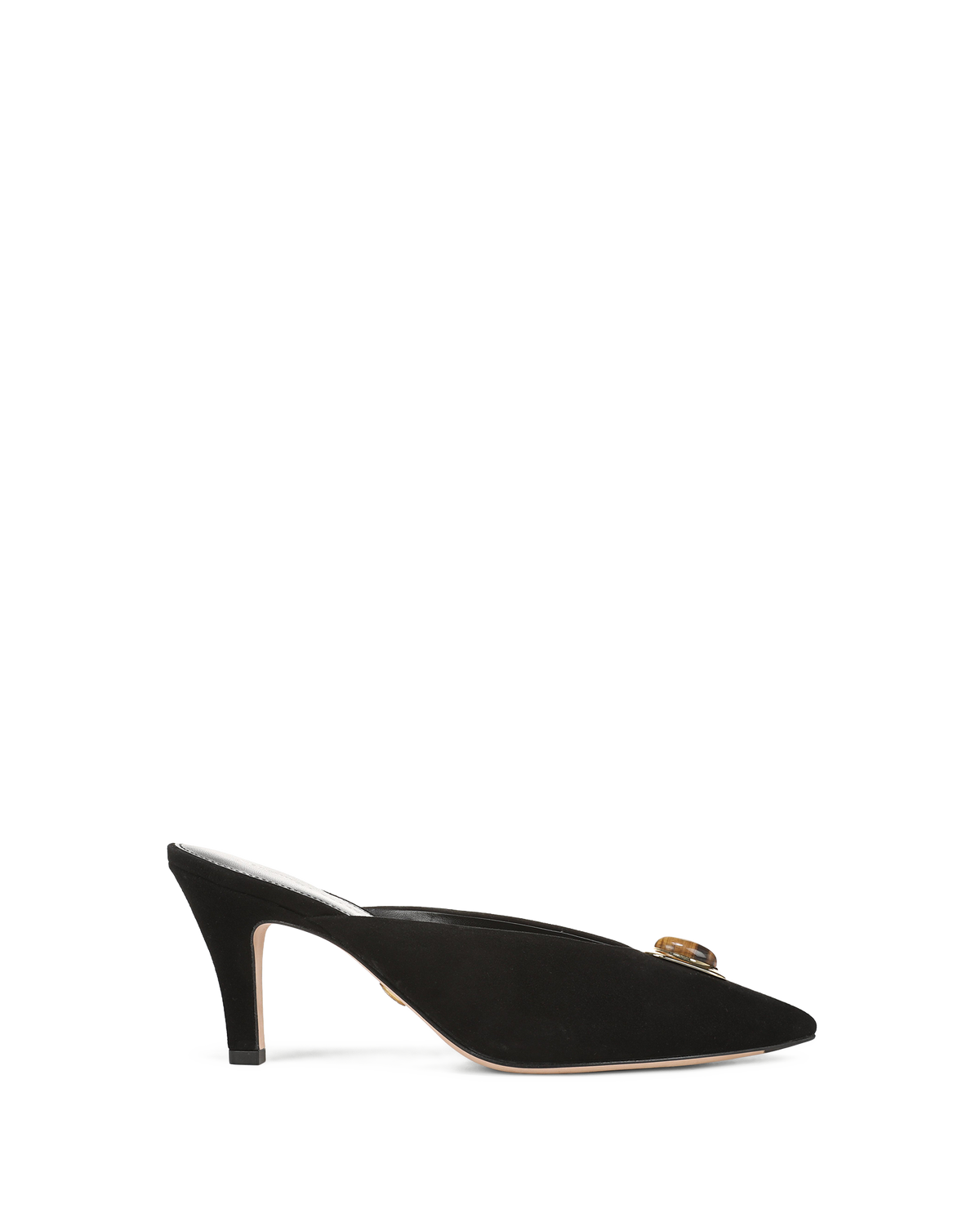 Rochelle Cabochon Mule in Black Suede - Veronica Beard Latest