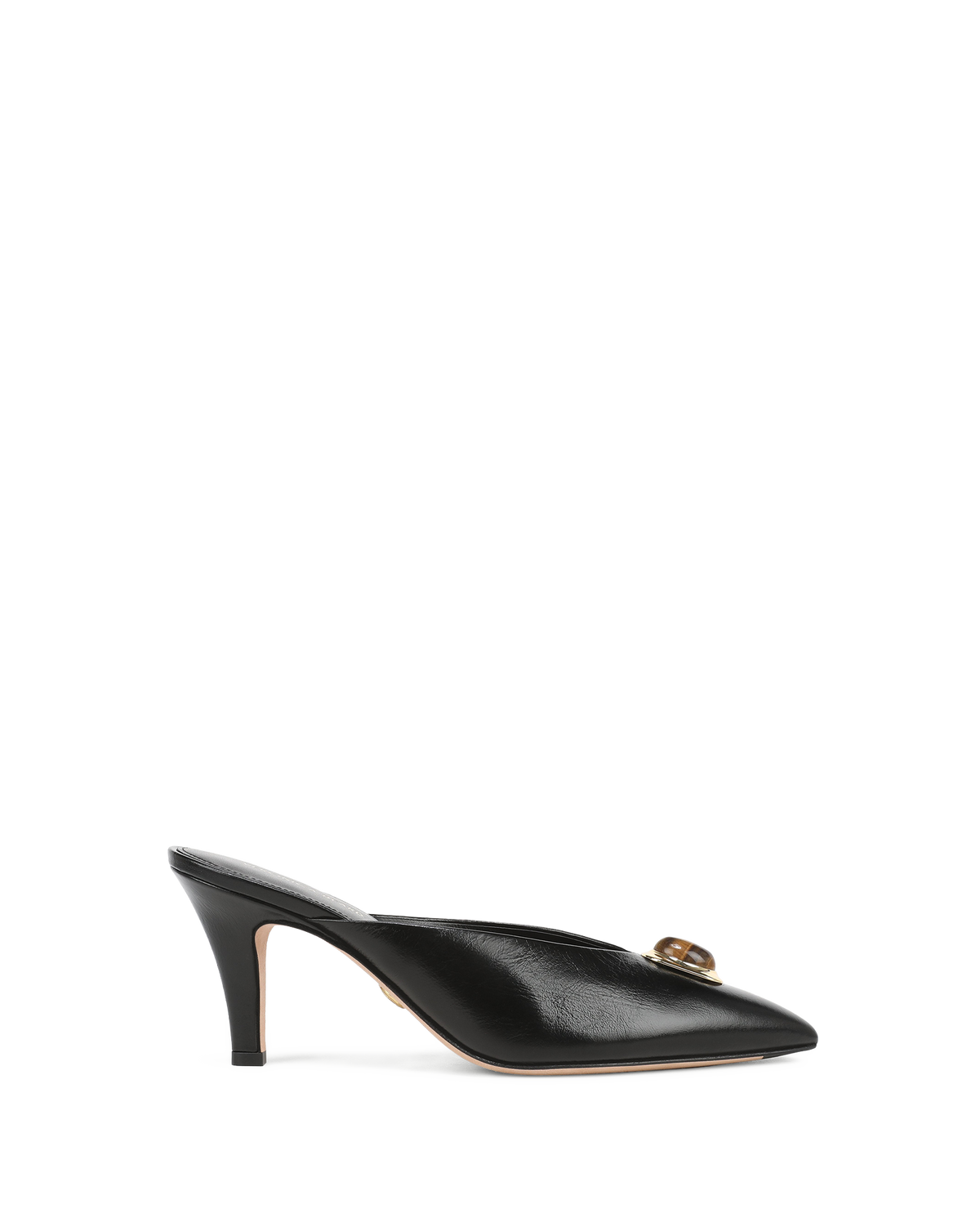 Rochelle Cabochon Mule in Black Leather - Veronica Beard Best Seller