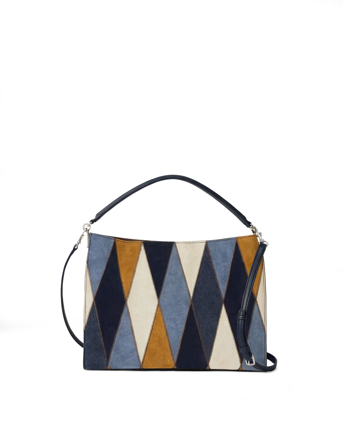 Vida Patchwork Shoulder Bag in Blue Multi - Veronica Beard Latest