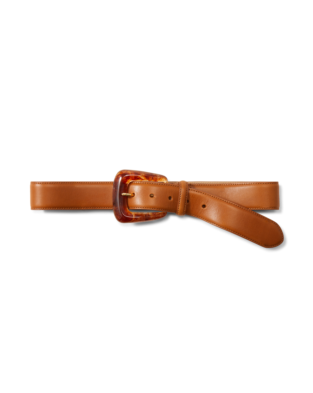 Arch Resin-Buckle Leather Belt in Hazelwood - Veronica Beard Special Offer