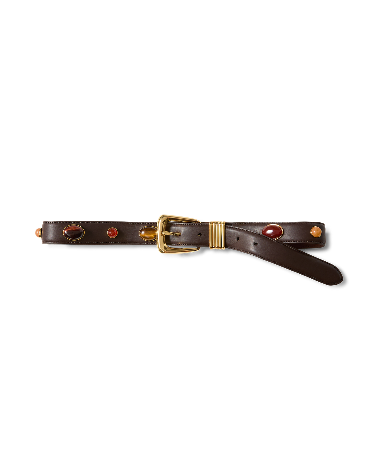 Arch Embellished Leather Belt in Brown - Veronica Beard Everyday