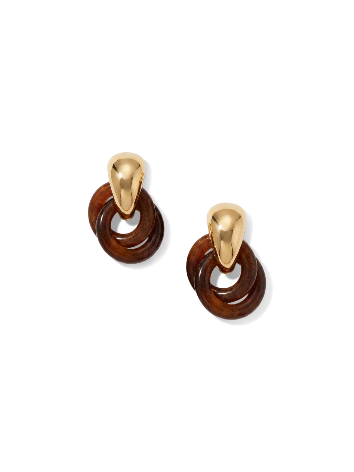 Resin Link Drop Hoop Earring in Brown - Veronica Beard Recommended