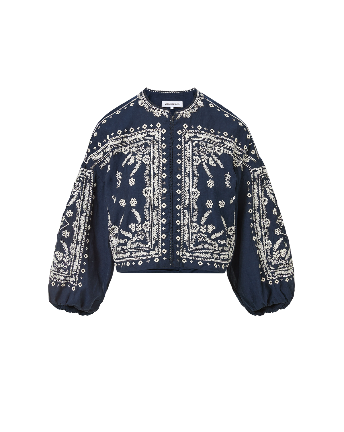 Drake Embroidered Jacket in Navy - Veronica Beard Essential