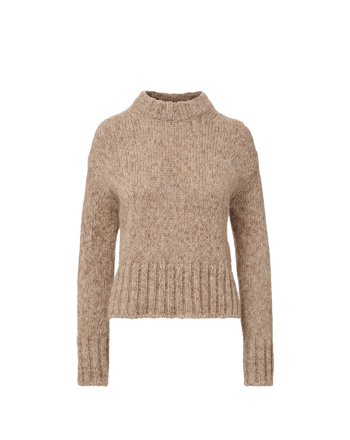 Andi Mock-Neck Sweater in Marled Oatmeal Mohair - Veronica Beard Classic
