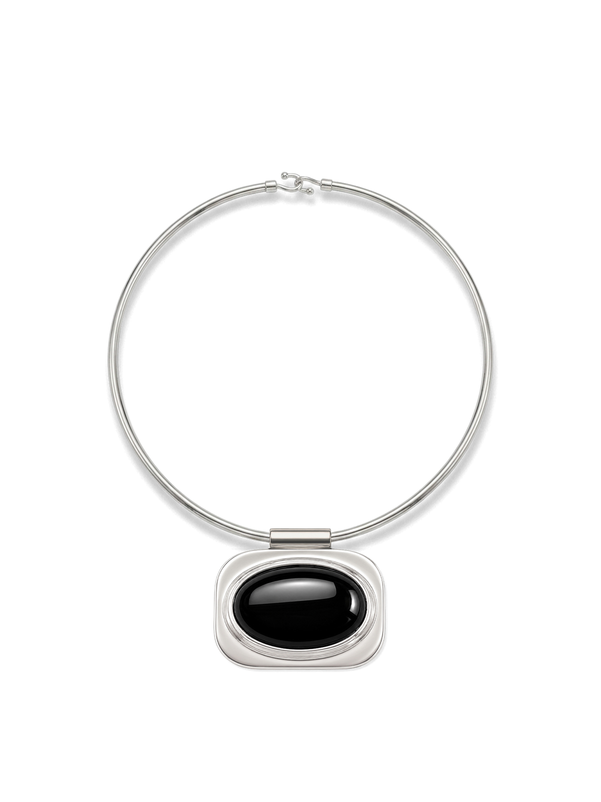 Onyx Cabochon Collar Necklace in Silver/Black - Veronica Beard Great Value
