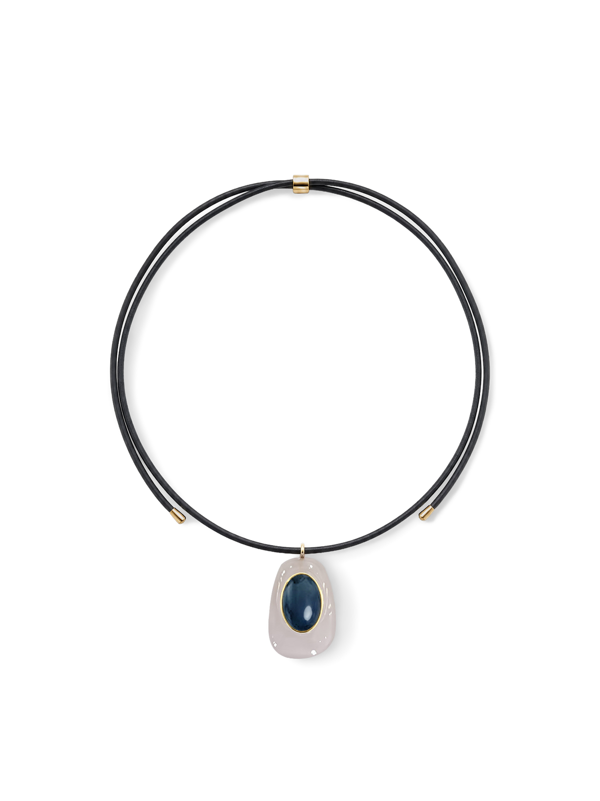 Black Leather Pendant Necklace in Black/White - Veronica Beard Exclusive