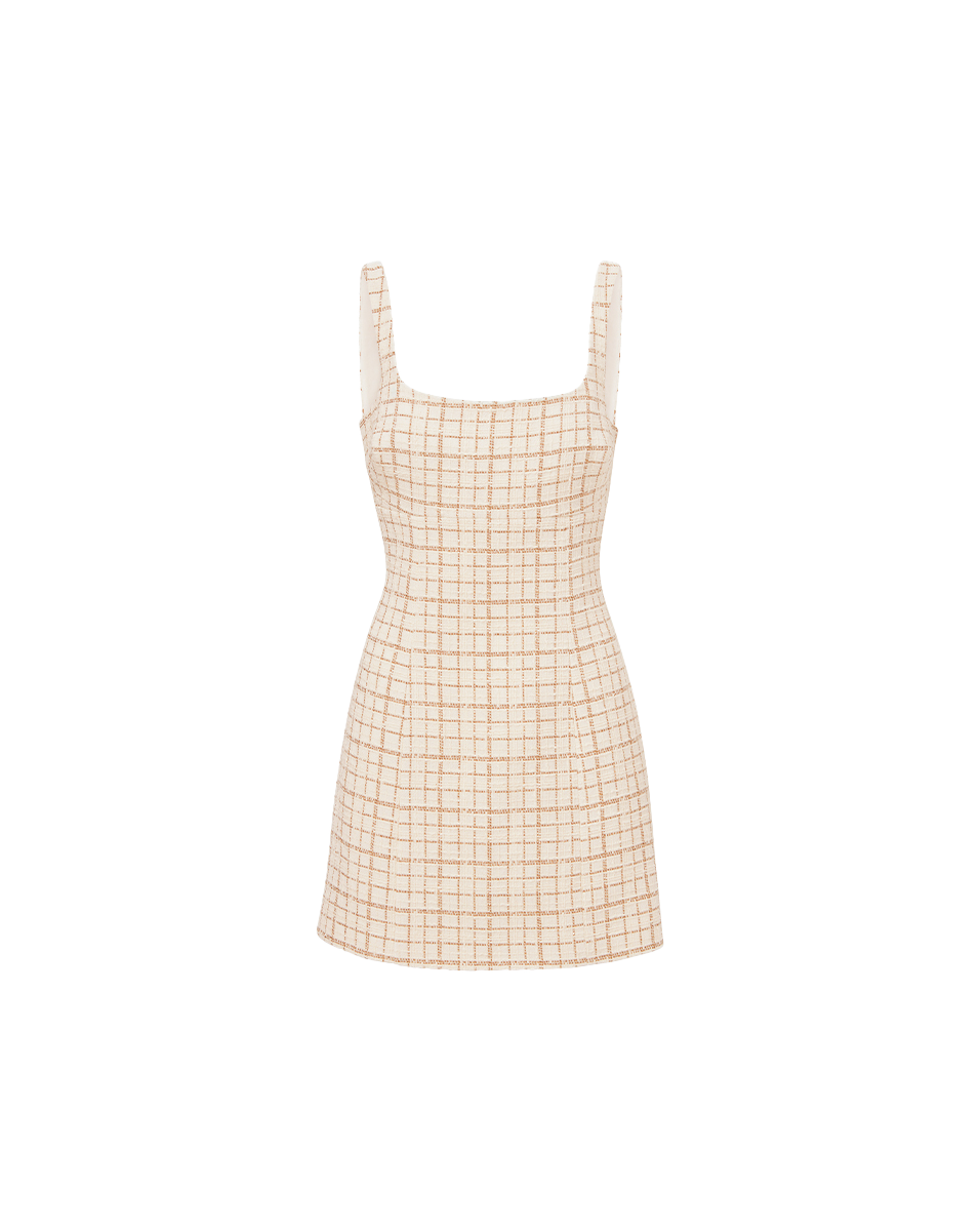 Bridgitte Metallic Tweed Dress in Dove/Gold Lurex - Veronica Beard Best Price