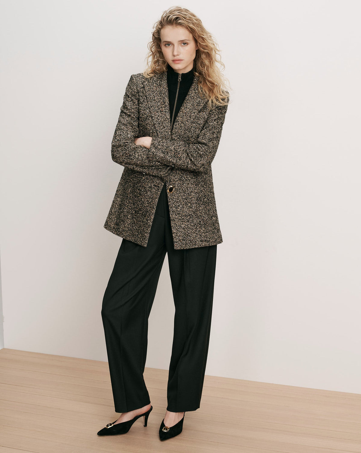 Maci Dickey Jacket in Black Melange - Veronica Beard Premium