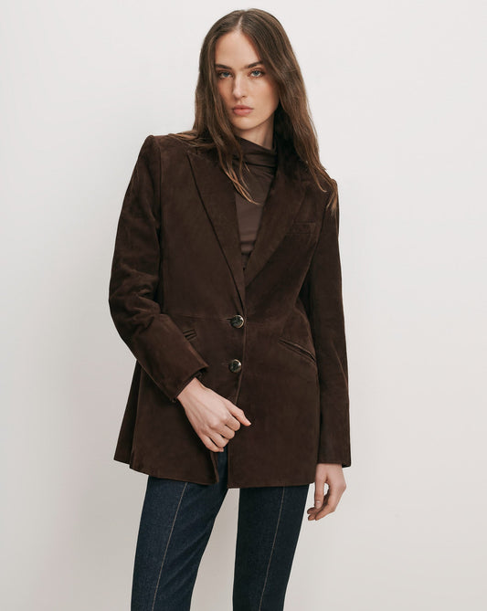 Maci Suede Dickey Jacket in Dark Brown - Veronica Beard Special Offer