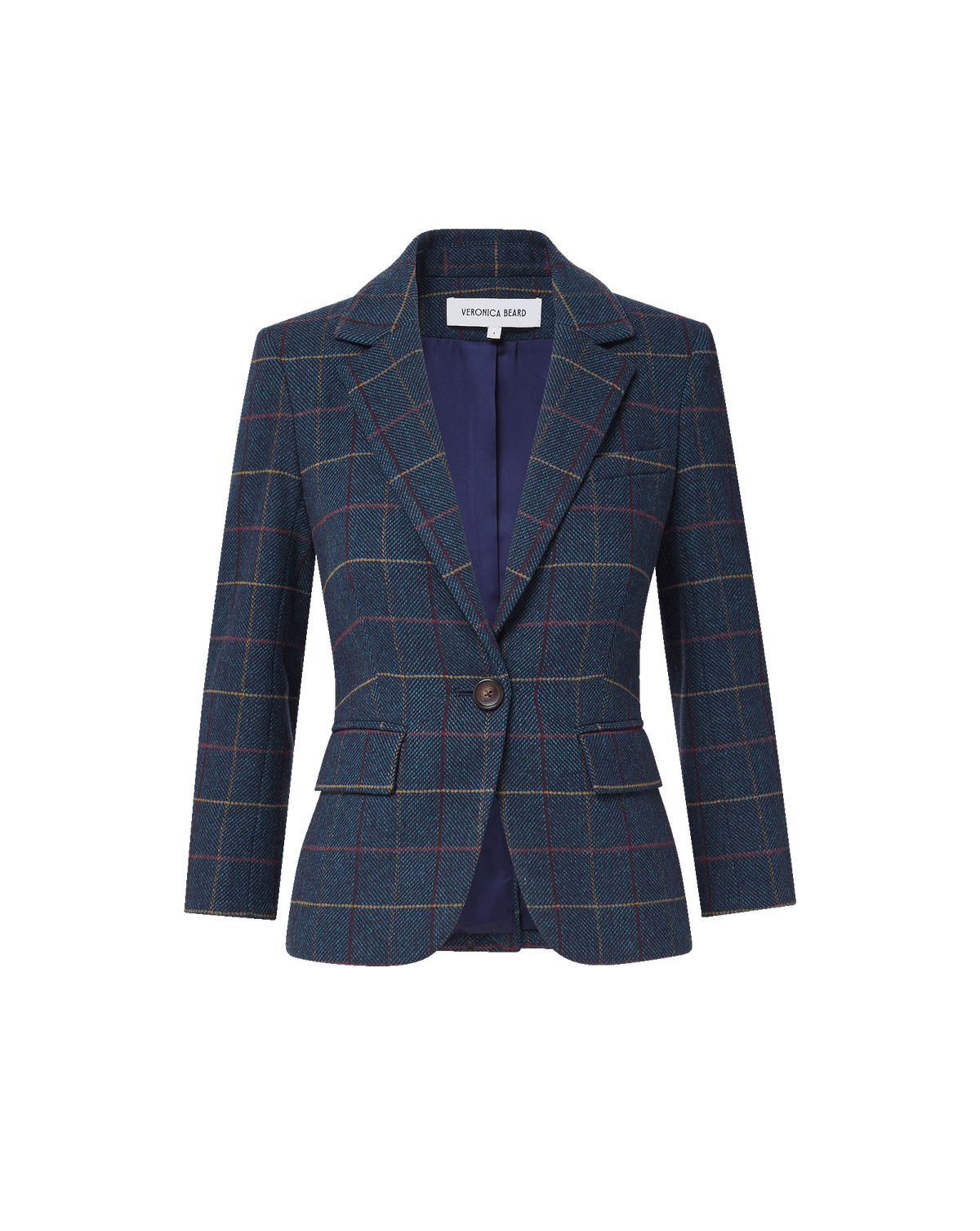 Schoolboy Plaid Dickey Jacket in Teal Multi - Veronica Beard Value