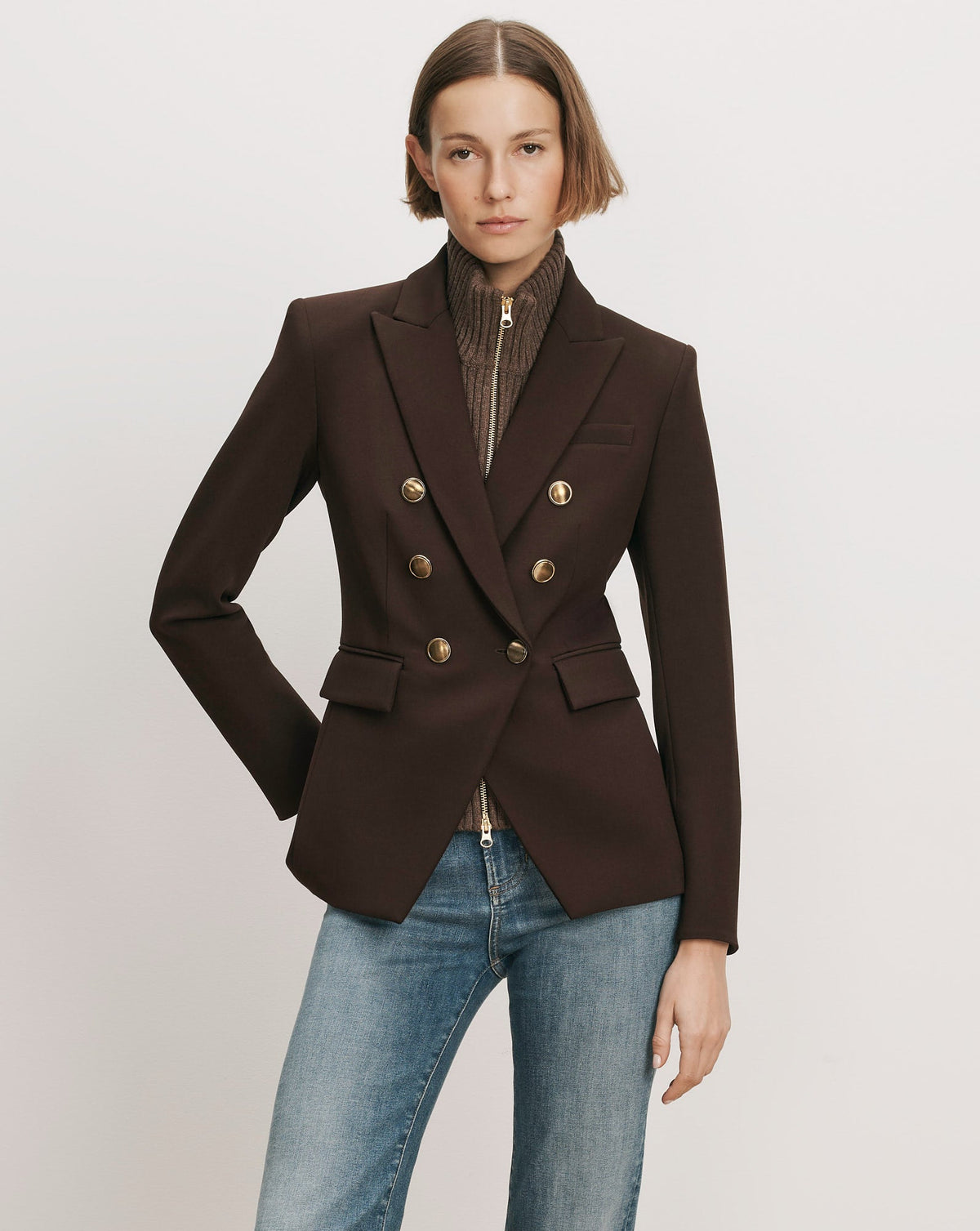 Miller Dickey Jacket in Dark Brown - Veronica Beard Essential