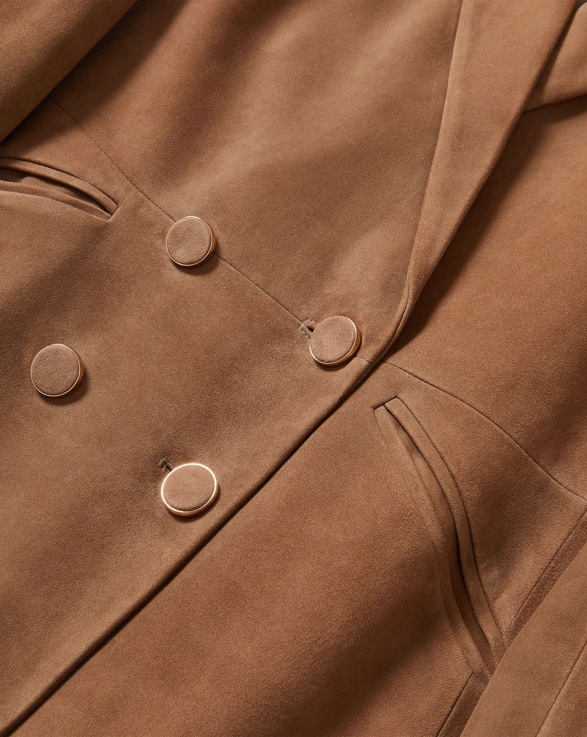 Oria Suede Dickey Jacket in Light Brown - Veronica Beard Great Value