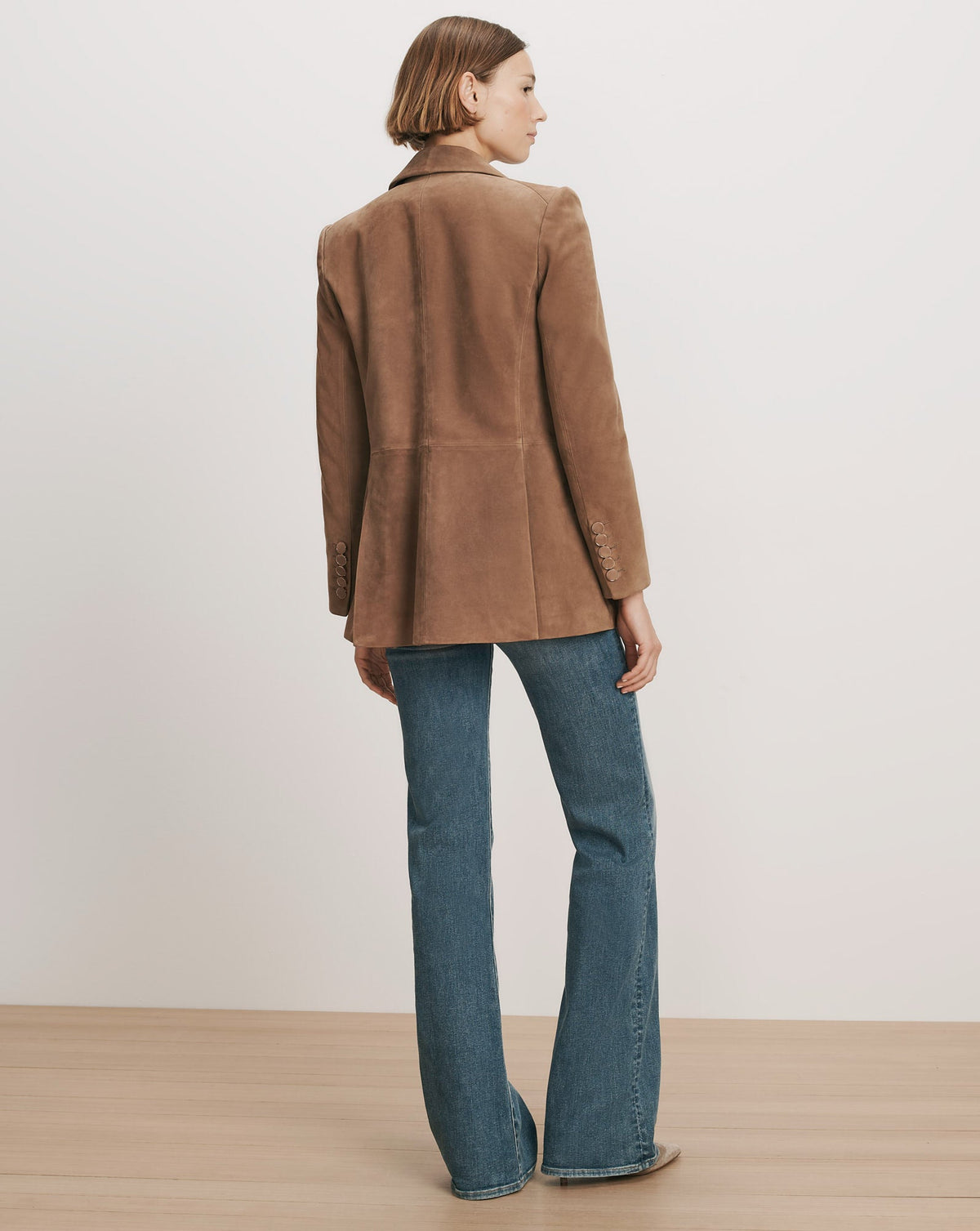 Oria Suede Dickey Jacket in Light Brown - Veronica Beard Great Value