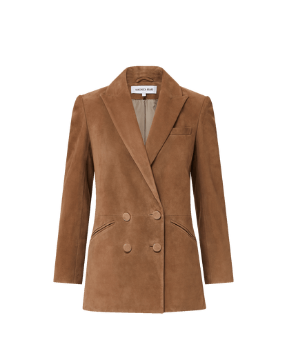 Oria Suede Dickey Jacket in Light Brown - Veronica Beard Great Value