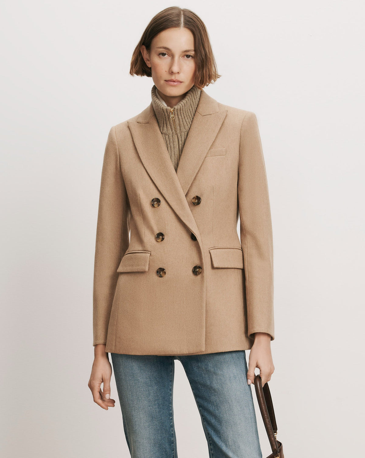 Ellette Camel Hair Dickey Jacket in Camel - Veronica Beard Best Seller