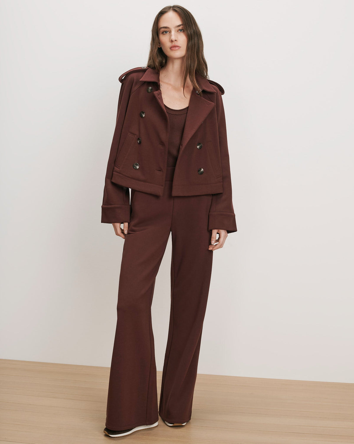 Conneley Cropped Trench Coat in Burgundy - Veronica Beard Smart Buy
