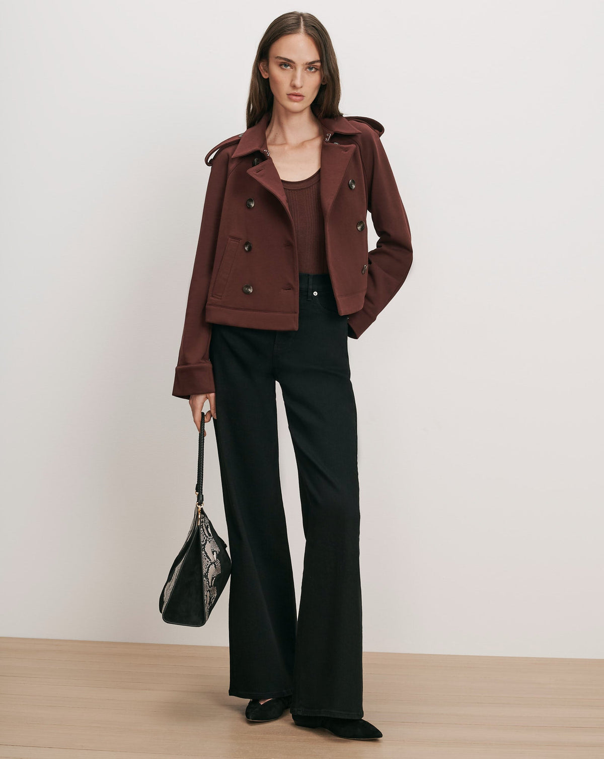 Conneley Cropped Trench Coat in Burgundy - Veronica Beard Smart Buy