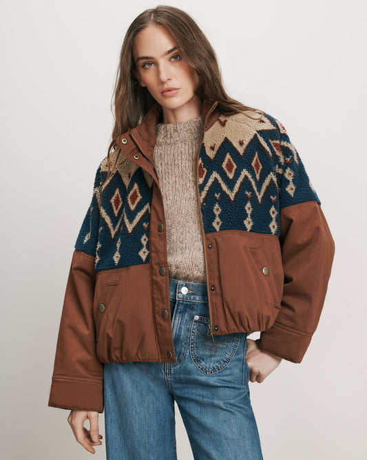 Knoll Sherpa Jacket in Deep Ochre - Veronica Beard Signature