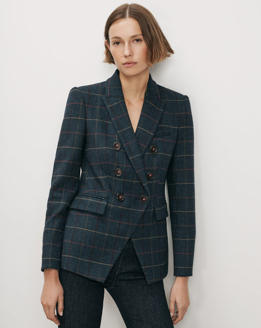 Miller Plaid Dickey Jacket in Navy - Veronica Beard Hot Sale