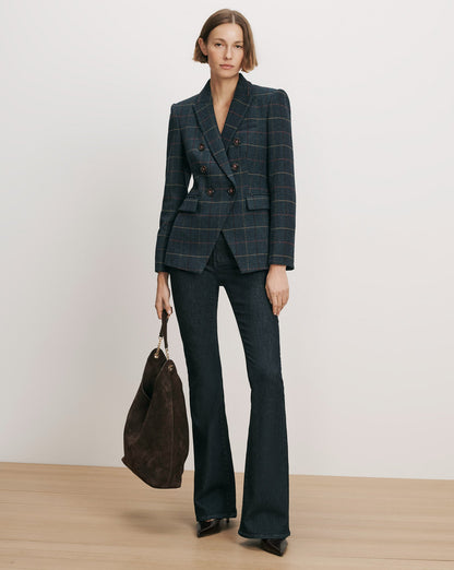 Miller Plaid Dickey Jacket in Navy - Veronica Beard Hot Sale