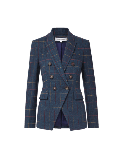 Miller Plaid Dickey Jacket in Navy - Veronica Beard Hot Sale