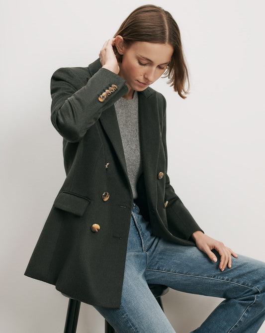 Ellette Cashmere Dickey Jacket in Dark Green Shadow Melange - Veronica Beard Discount