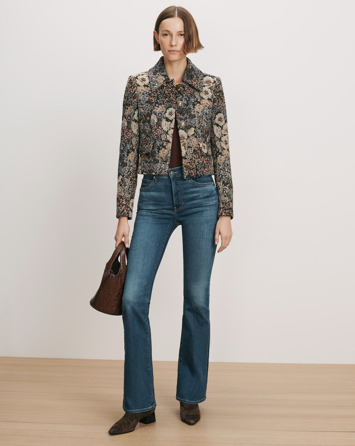 Wilde Brocade Jacket in Dark Eggplant Multi - Veronica Beard New