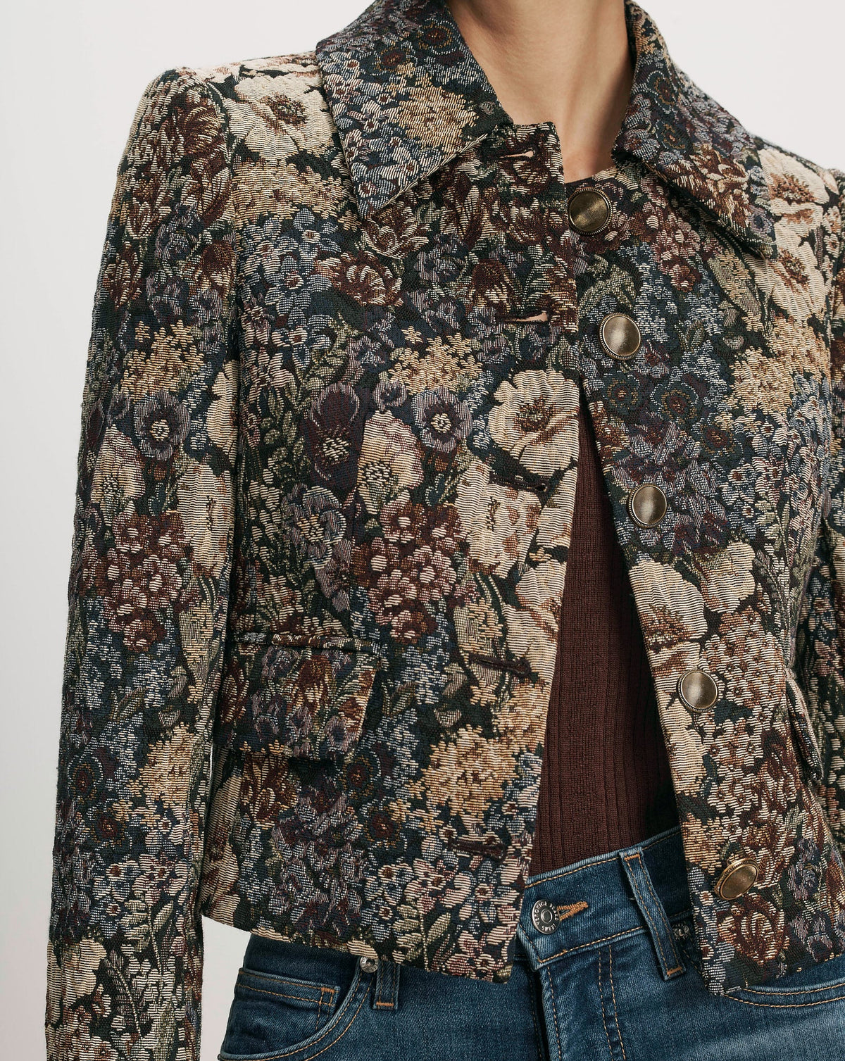 Wilde Brocade Jacket in Dark Eggplant Multi - Veronica Beard New