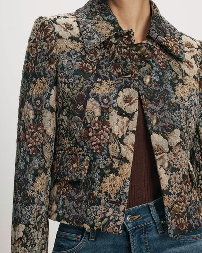 Wilde Brocade Jacket in Dark Eggplant Multi - Veronica Beard New