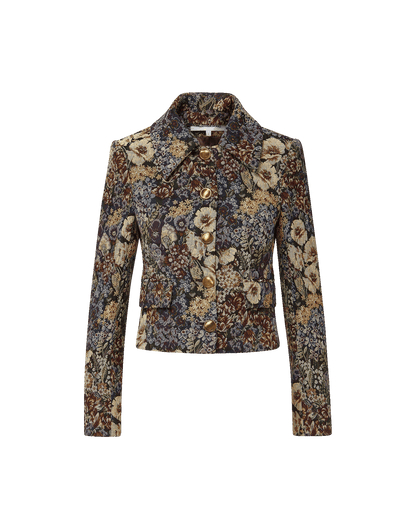 Wilde Brocade Jacket in Dark Eggplant Multi - Veronica Beard New