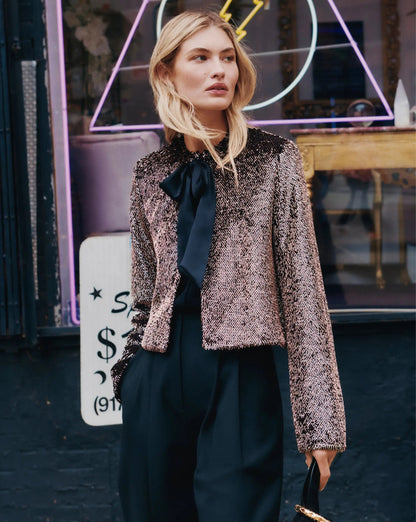 Bancroff Sequin Jacket in Copper/Black - Veronica Beard Classic