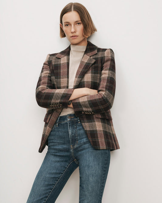Cloverfield Plaid Dickey Jacket in Dark Purple Currant Multi - Veronica Beard Everyday