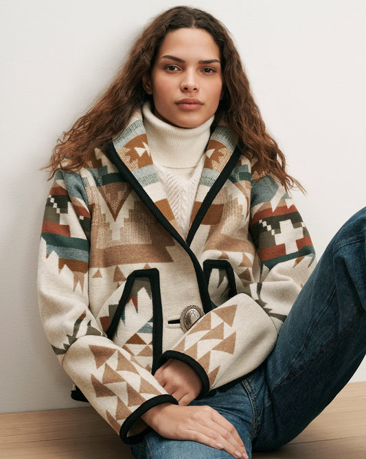 Short Wool Bolero Coat in Tan Multi - Veronica Beard Quality
