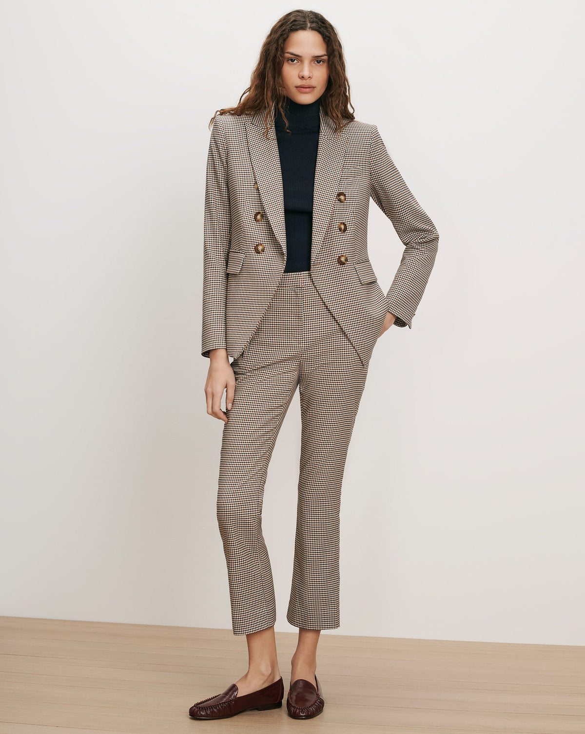Miller Houndstooth Dickey Jacket in Rust Brown & Navy Multi - Veronica Beard Deals