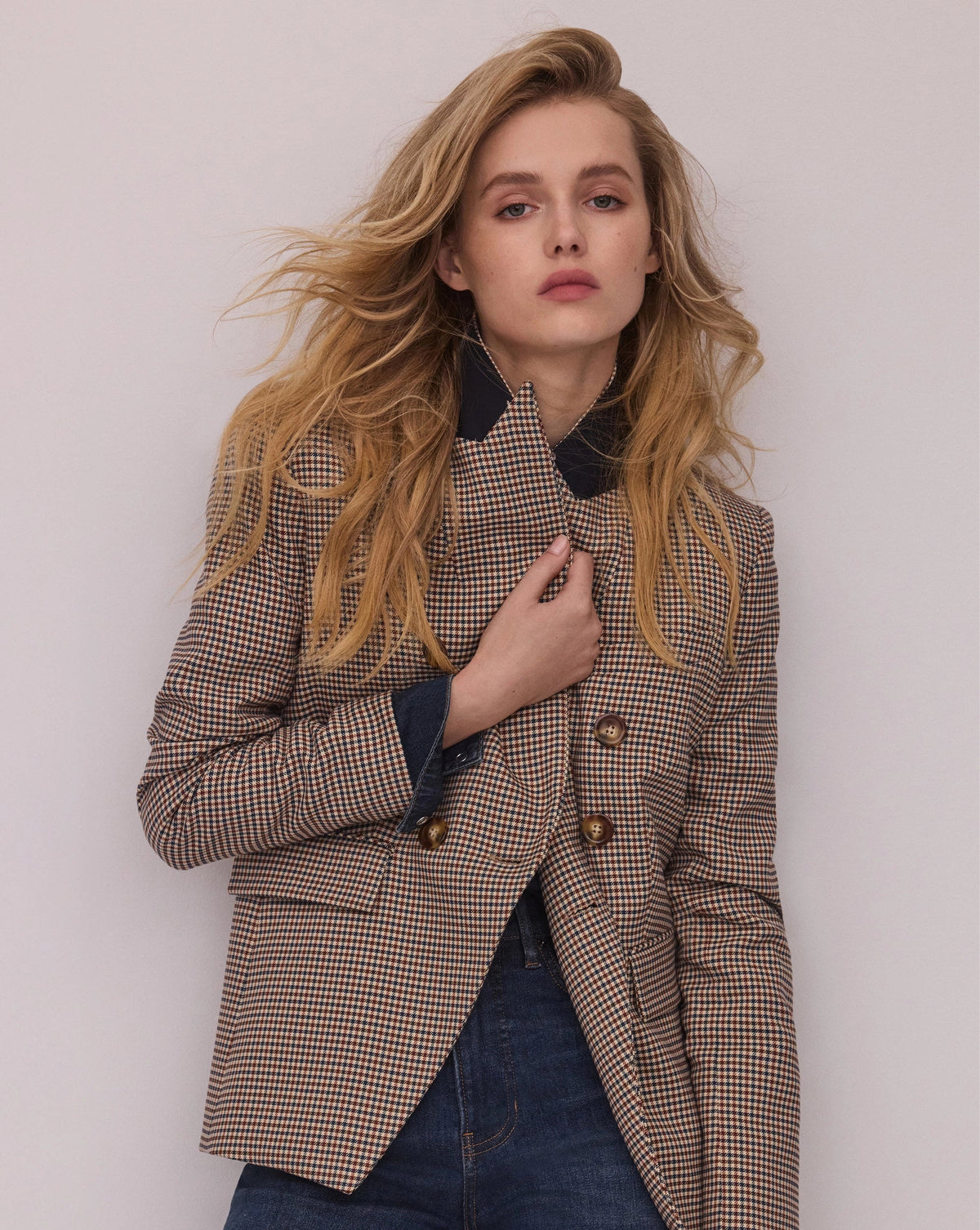 Miller Houndstooth Dickey Jacket in Rust Brown & Navy Multi - Veronica Beard Deals
