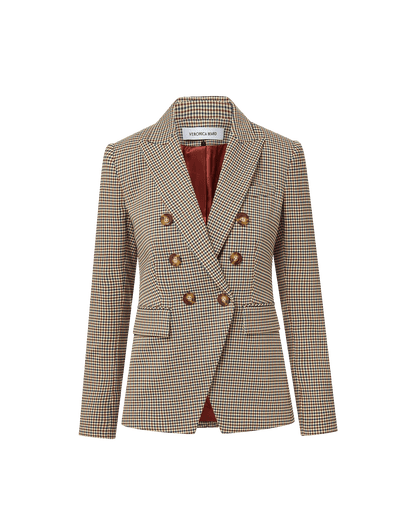 Miller Houndstooth Dickey Jacket in Rust Brown & Navy Multi - Veronica Beard Deals