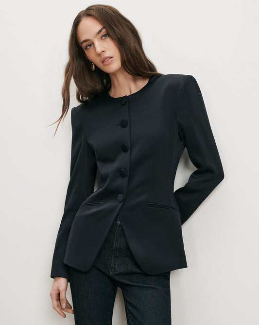 Wryllen Tailored Blazer Jacket in Navy - Veronica Beard Top Pick