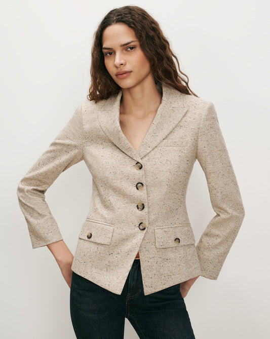 Benny Tailored Jacket in Beige Melange - Veronica Beard Deals