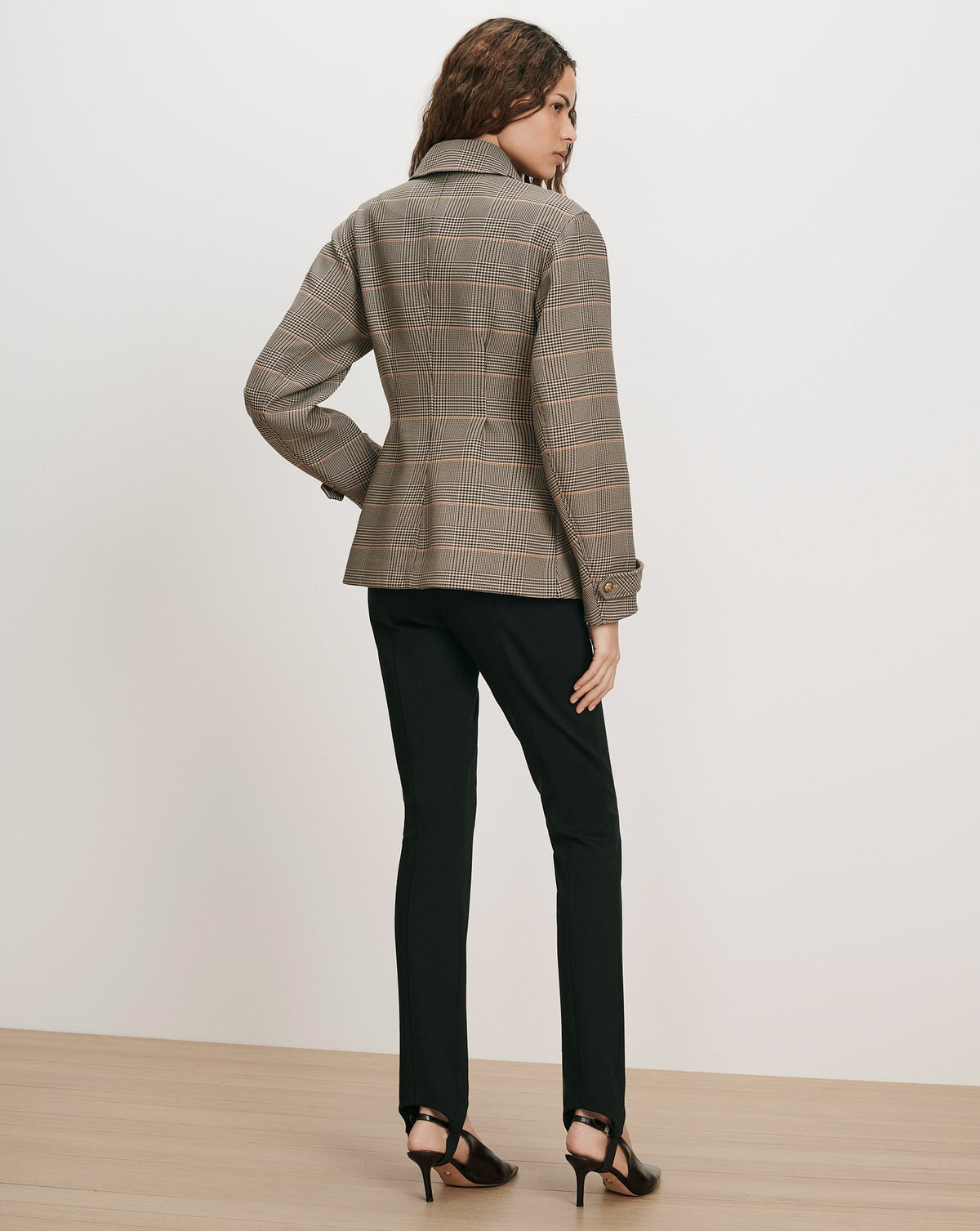 Severine Tailored Jacket in Khaki Plaid Multi - Veronica Beard Premium