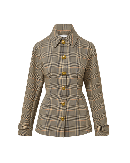 Severine Tailored Jacket in Khaki Plaid Multi - Veronica Beard Premium
