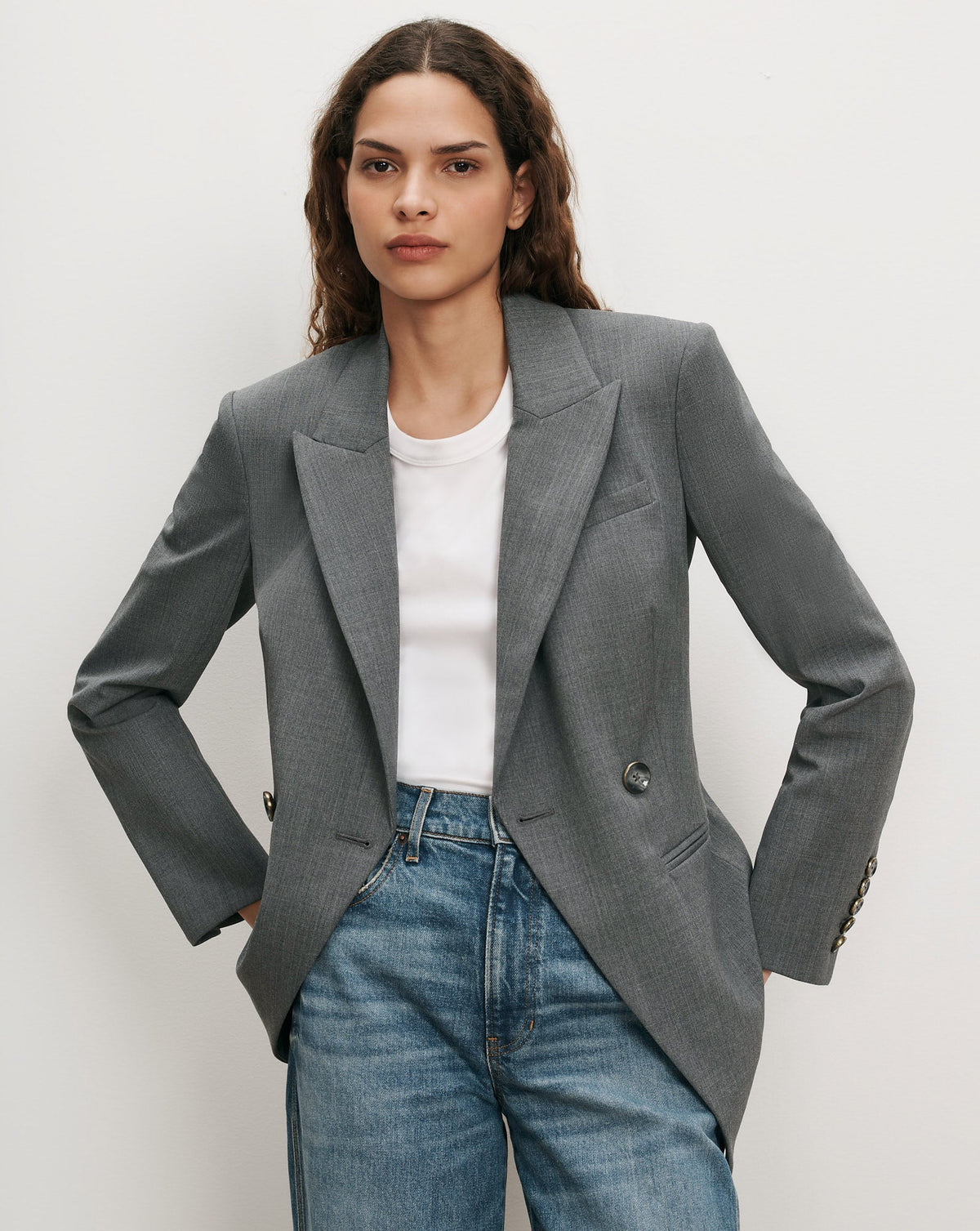 Falco Wool Dickey Jacket in Medium Heather Grey - Veronica Beard Smart Buy