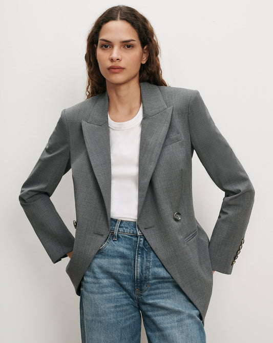 Falco Wool Dickey Jacket in Medium Heather Grey - Veronica Beard Smart Buy