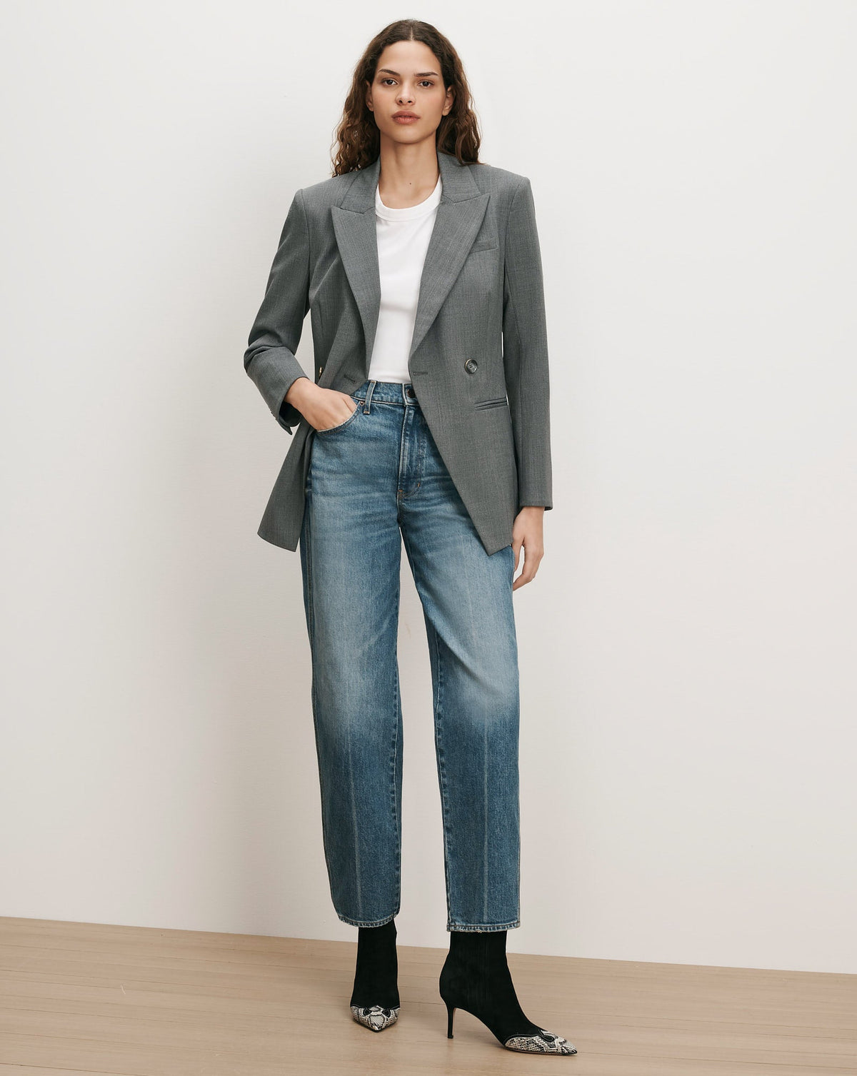 Falco Wool Dickey Jacket in Medium Heather Grey - Veronica Beard Smart Buy