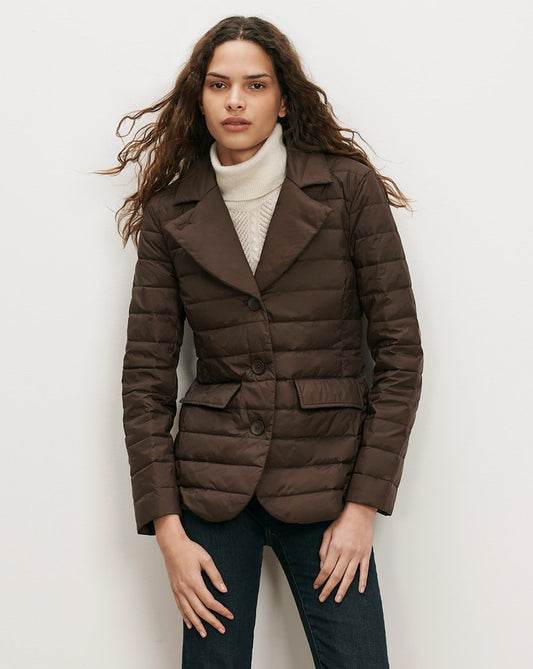 The Puffer Blazer in Espresso Dark Brown - Veronica Beard Premium