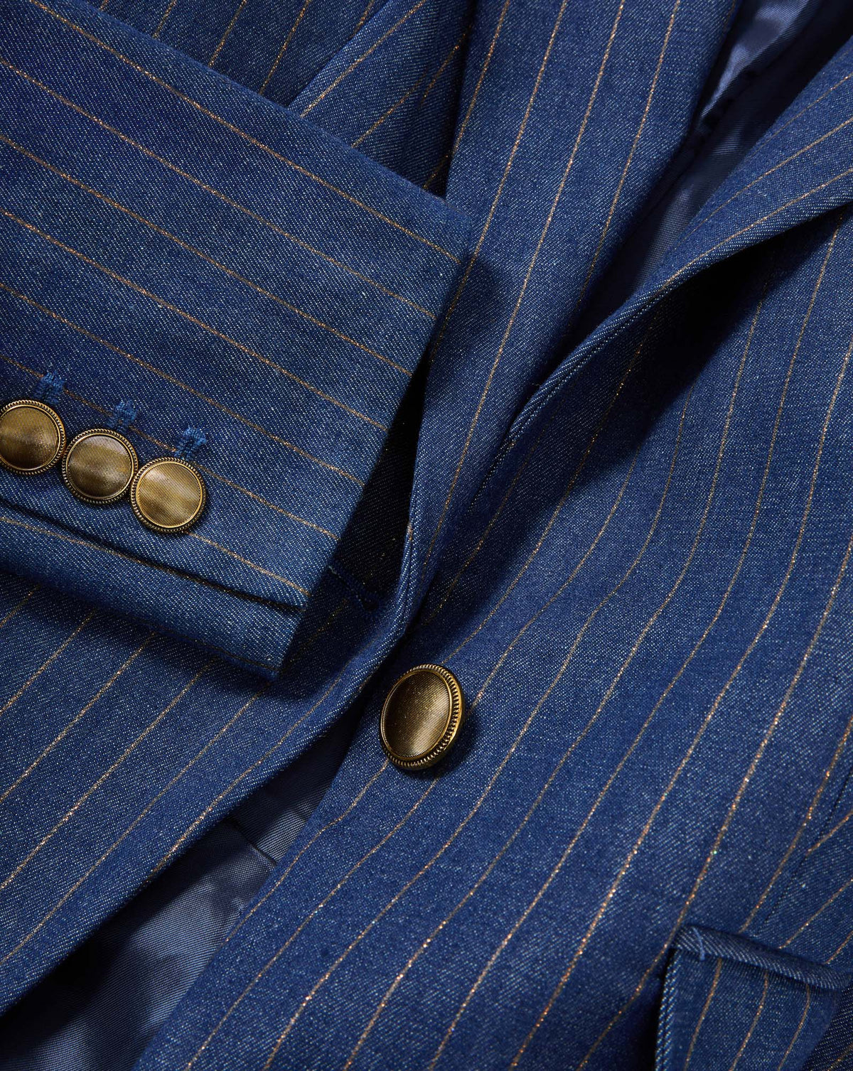 Naira Denim Dickey Jacket in Medium Indigo/Copper Pinstripe - Veronica Beard Hot Sale