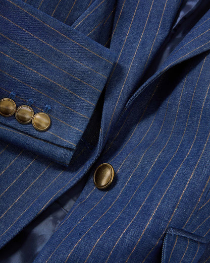 Naira Denim Dickey Jacket in Medium Indigo/Copper Pinstripe - Veronica Beard Hot Sale