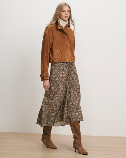 Bateman Suede Jacket in Tan Calfskin - Veronica Beard Trusted